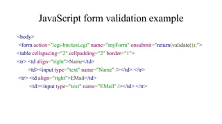 Form using html and java script validation | PPTX