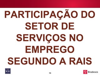 PARTICIPAÇÃO DO SETOR DE SERVIÇOS NO EMPREGO SEGUNDO A RAIS 