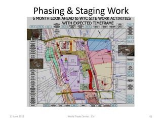 12 June 2013 World Trade Center - CSI 61
Phasing & Staging Work
 