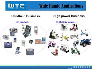 TD HiTech Confidencial Wide Range Applications E-Mobility products 3C products Handheld Business High power Business 