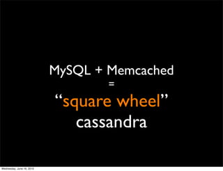 MySQL + Memcached
                                   =
                           “square wheel”
                         ...