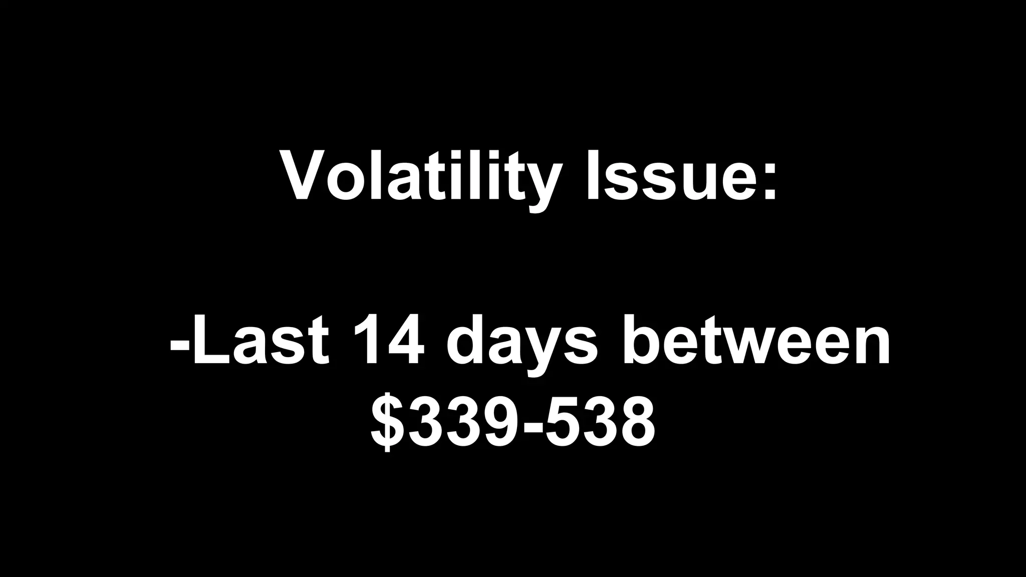 Volatility Issue:
-Last 14 days between
$339-538
 
