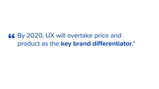 By 2020, UX will overtake price and
product as the key brand diﬀerentiator."
4
“
 