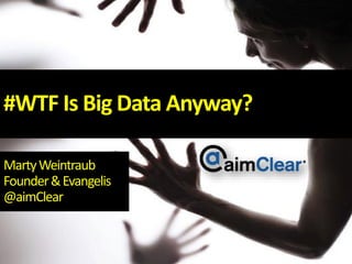 #WTF Is Big Data Anyway?
Marty Weintraub
Founder & Evangelis
@aimClear

 
