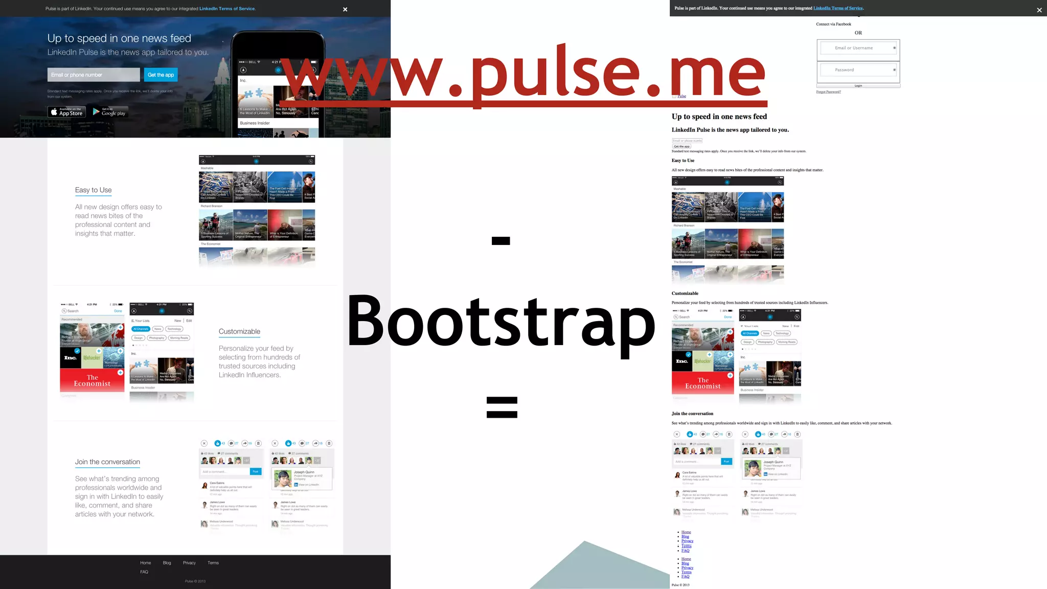 www.pulse.me 
- 
Bootstrap 
= 
 