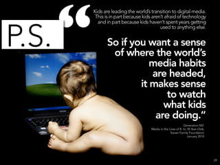 “
               Kids are leading the world’s transition to digital media.
                This is in part because kids ar...