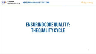 Leganés!
6-7 Febrero 2014

Measuring Code Quality: WTF/min

@dgomezg

ENSURING CODE QUALITY:
THE QUALITY CYCLE

38

 
