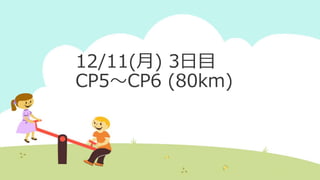 12/11(月) 3日目
CP5～CP6 (80km)
 