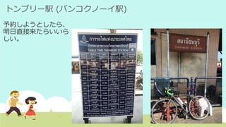 トンブリー駅 (バンコクノーイ駅)
予約しようとしたら、
明日直接来たらいいら
しい。
 
