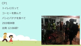 CP1
トイレに行って
コーヒーを飲んで
パンとバナナを食べて
25分程休憩
出発 12:06頃?
 