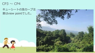 CP3 ～ CP4
キューシートの急カーブ注
意はview pointでした。
 