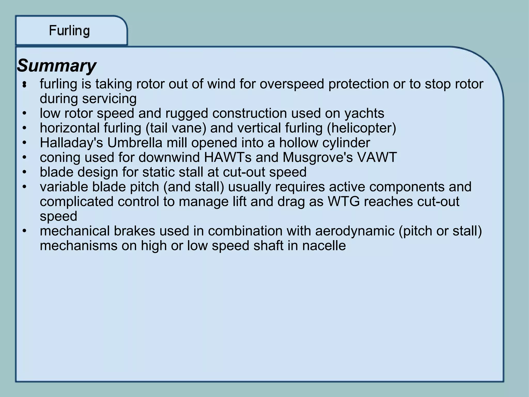 Wind Turbine Generator (WTG) Yawing And Furling Mechanisms | PPT