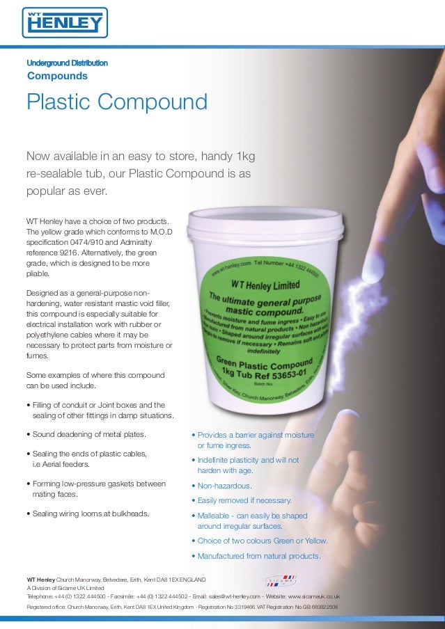 WT Henley 5365301 Green Plastic Compound (1kg Tub)