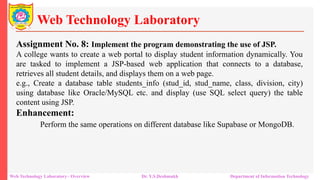 Web Technology Overview with list of assignments along with the ...