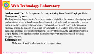 Web Technology Overview with list of assignments along with the ...