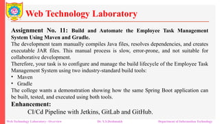 Web Technology Overview with list of assignments along with the ...
