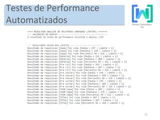 23
Testes de Performance
Automatizados
 