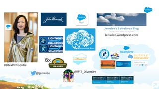 6x
@WiT_Diversity
Jenwlee.wordpress.com
@jenwlee
#LifeWithGoldie
 