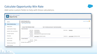 Calculate Opportunity Win Rate
Add some custom fields to help with those calculations
 