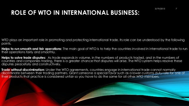 WTO and its role in international business
