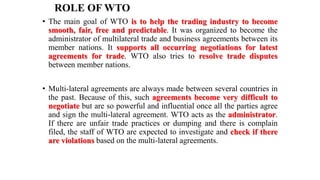 Wto Roles WTO - World trade organisation | PPTX