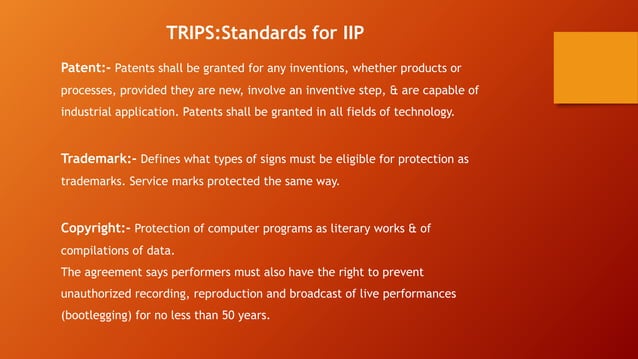 World Trade Organisation(WTO) ,TRIPS and IPR. | PPTX