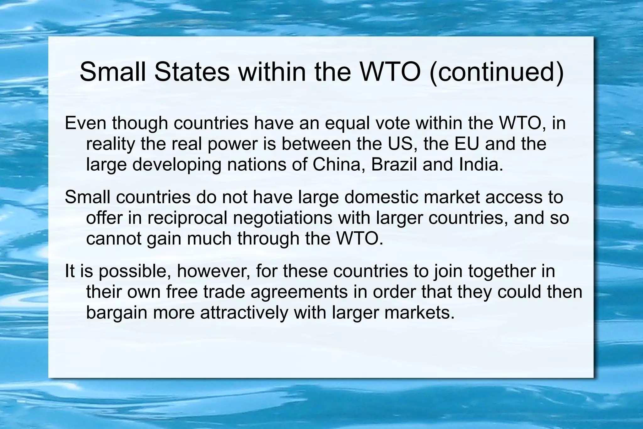 Negotiations under GATT Despite attempts during the 1950s and 1960s to create some form of institutional mechanism to govern international trade, the GATT continued to operate for almost half a century as a semi-institutionalized multilateral treaty regime on a provisional basis. 