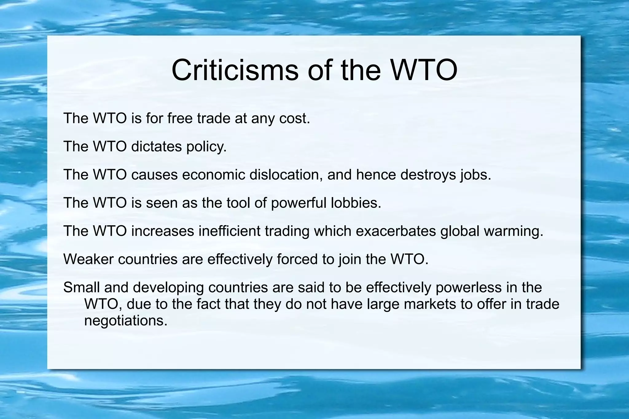 The first five rounds of negotiations focused exclusively on tariff reductions in order to increase international trade. 