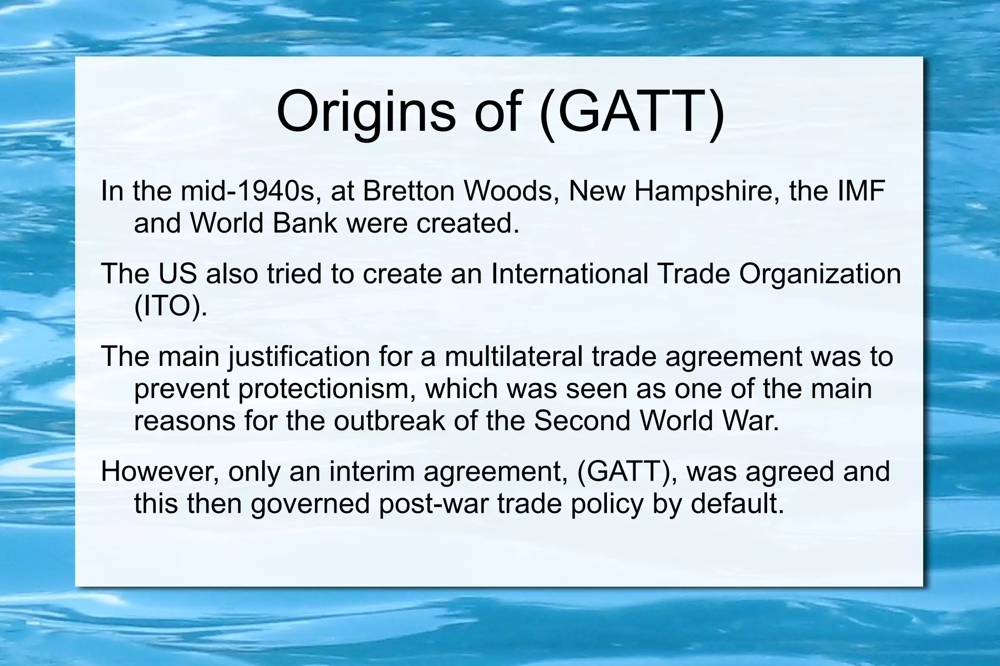 Main areas of WTO negotiation 
