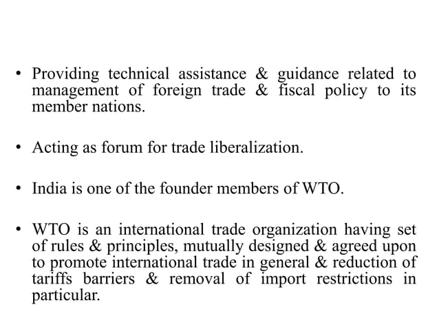 Wto and its impact on indian economy | PPTX | Economy | Business and ...