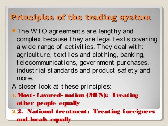 Principles of trading system wto