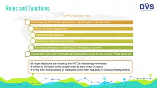 Wto Roles World Trade Organisation & International Trade Agreements | PPTX