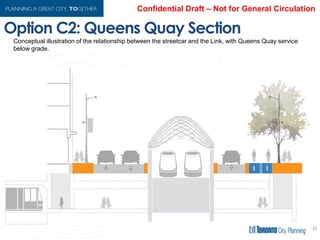 Option C2: Queens Quay Section
49
Conceptual illustration of the relationship between the streetcar and the Link, with Queens
Quay service below grade.
 