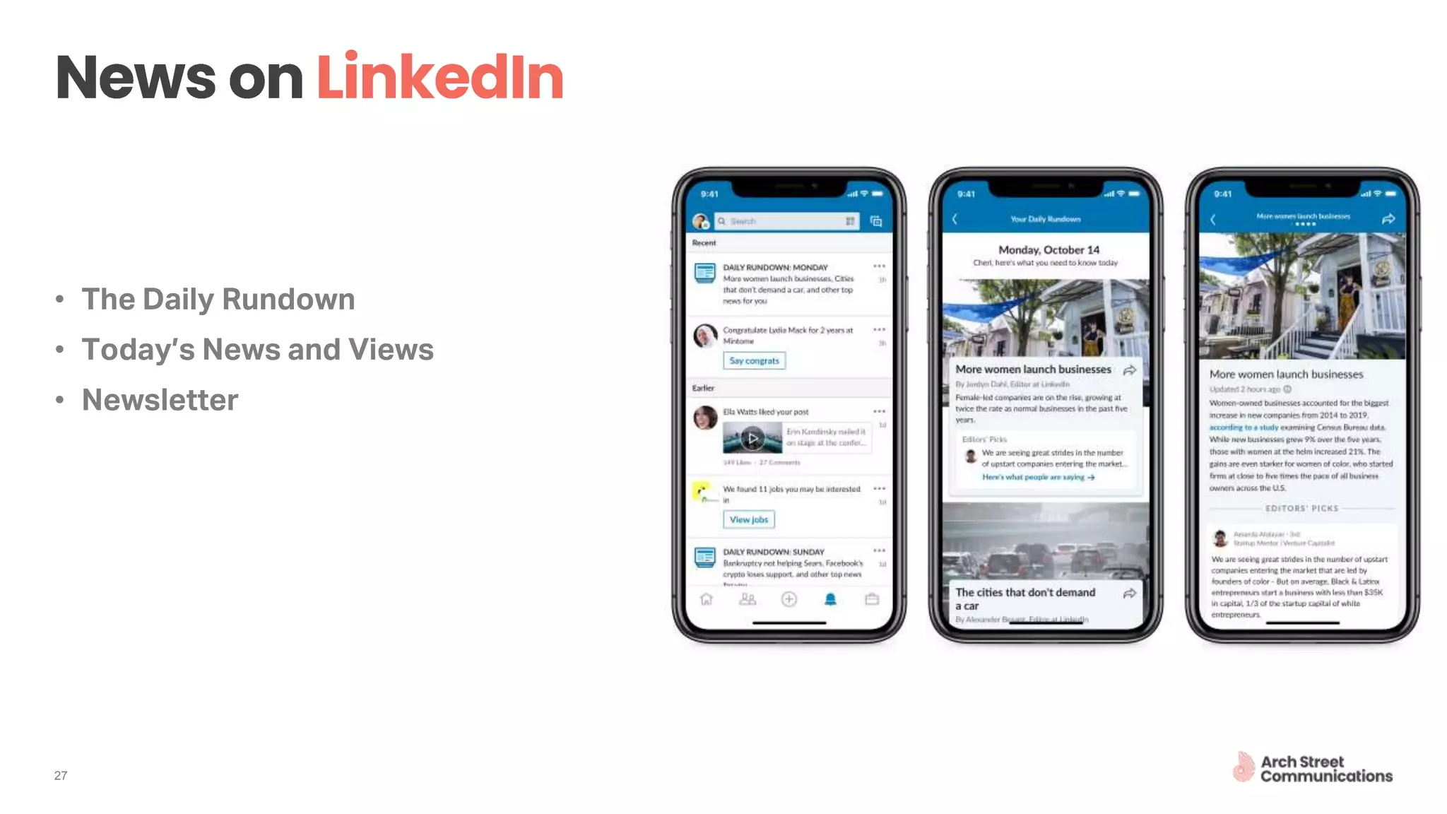 • The Daily Rundown
• Today’s News and Views
• Newsletter
27
 