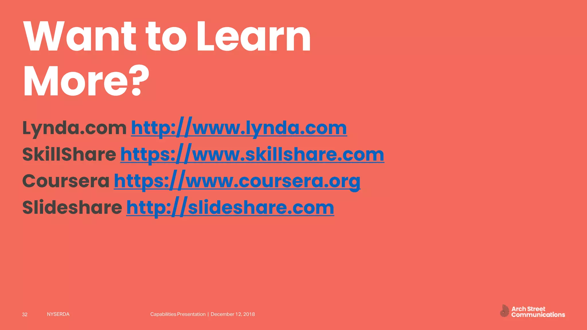 NYSERDA Capabilities Presentation | December 12, 201832
 