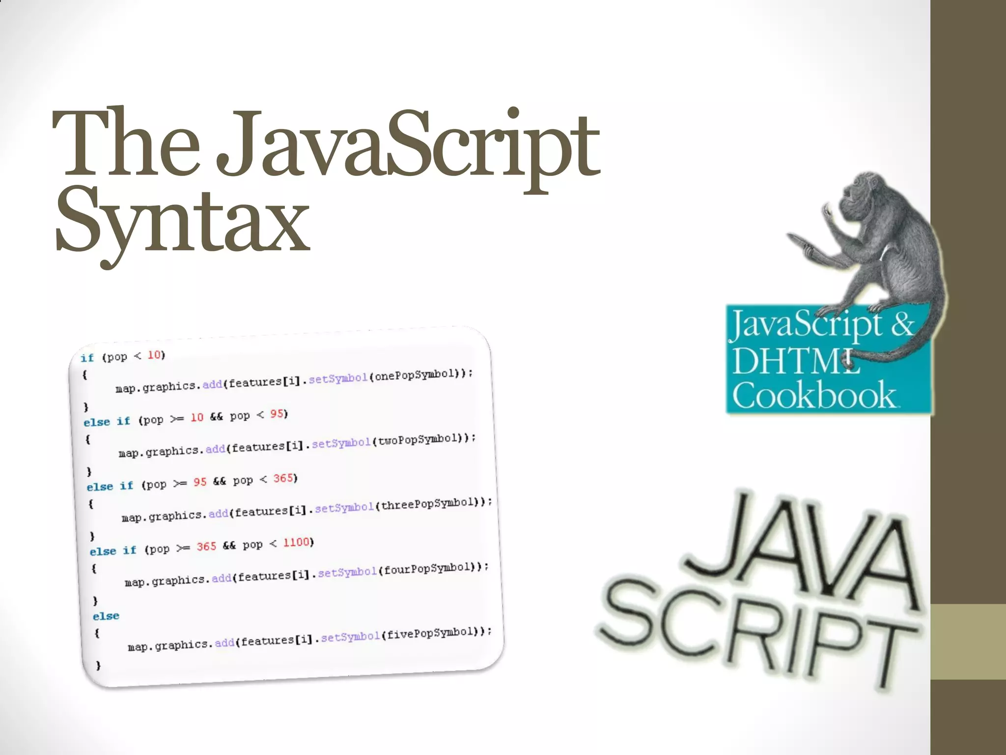 The JavaScript
Syntax
 