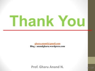 Thank You
137
gharu.anand@gmail.com
Blog : anandgharu.wordpress.com
Prof. Gharu Anand N. 137
 