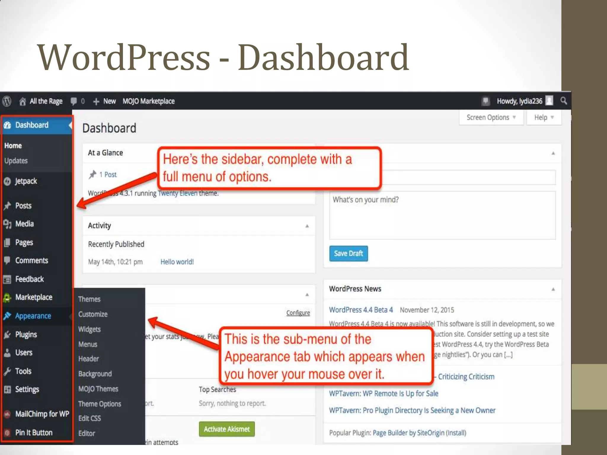 WordPress -Dashboard
 