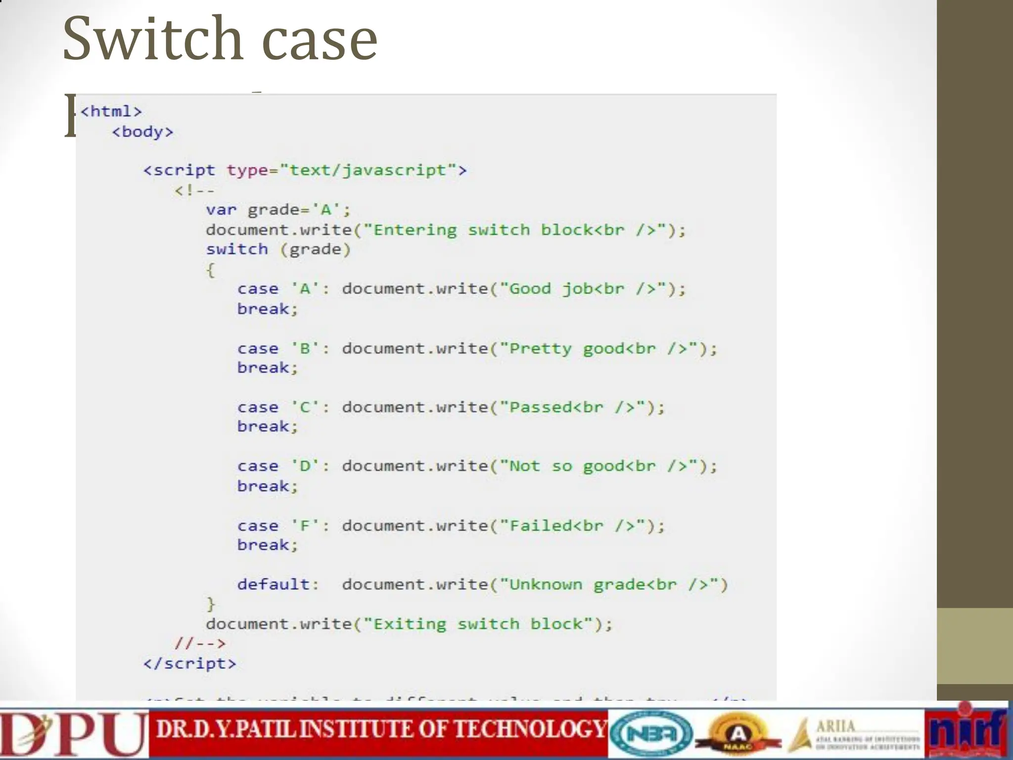 Switch case Example 