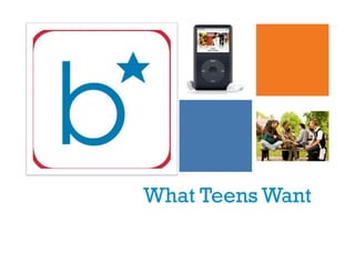 +




    What Teens Want
 