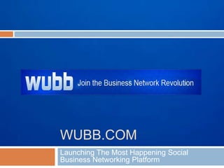WUBB.COM
Launching The Most Happening Social
Business Networking Platform
 