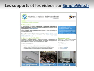 Les supports et les vidéos sur SimpleWeb.fr
 