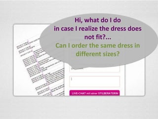 Hi, what do I do 
in case I realize the dress does 
not fit?... 
Can I order the same dress in 
different sizes? 
 