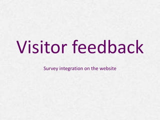 Visitor feedback 
Survey integration on the website 
 