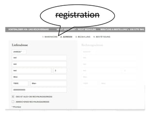 registration 
• Zahlungsmethoden 
 