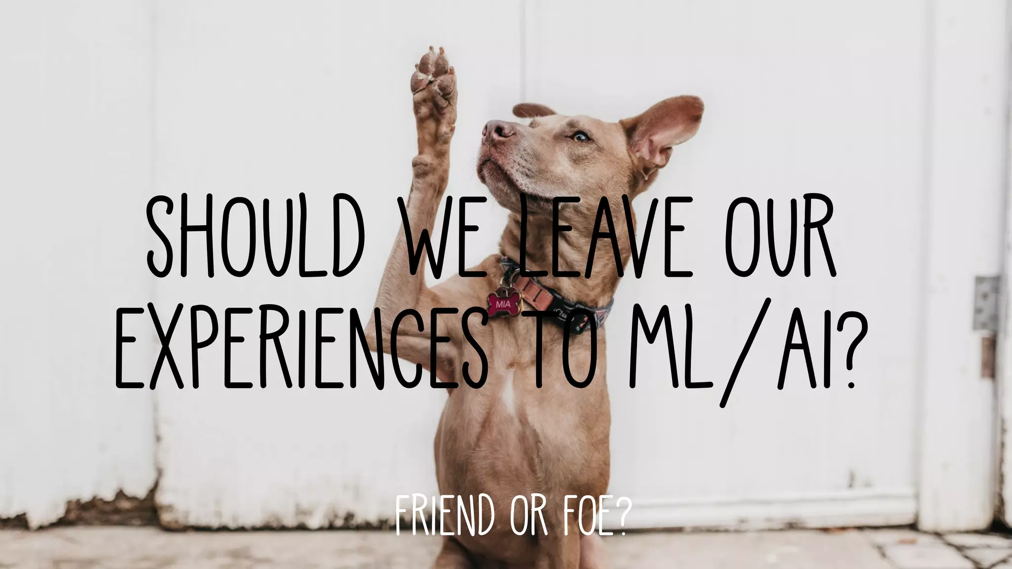Friend or foe?
Should we leave our
experiences to ML/AI?
 