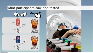 what participants saw and tasted




                                                            Image Source: http://www.yalescientific.org/2011/05/your-brain-on-food
neljapäev, 29. november 12
 