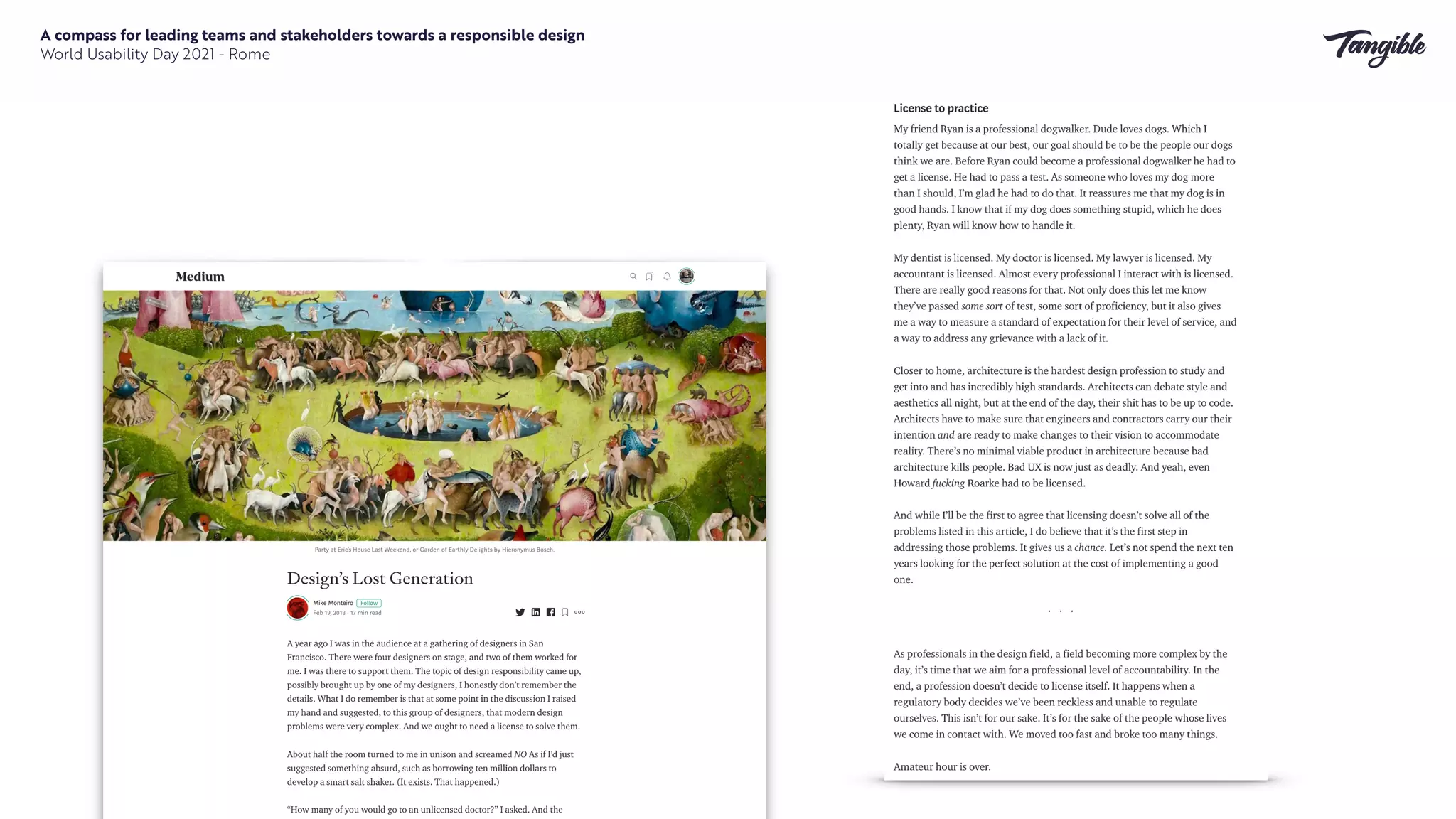 A compass for leading teams and stakeholders towards a responsible design


World Usability Day 2021 - Rome
 