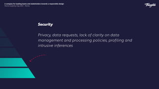 A compass for leading teams and stakeholders towards a responsible design


World Usability Day 2021 - Rome
Security
AI e ...