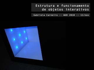 Estrutura e funcionamento
de objetos interativos
Gabriela Carneiro :: WUD 2010 :: 11/nov
 